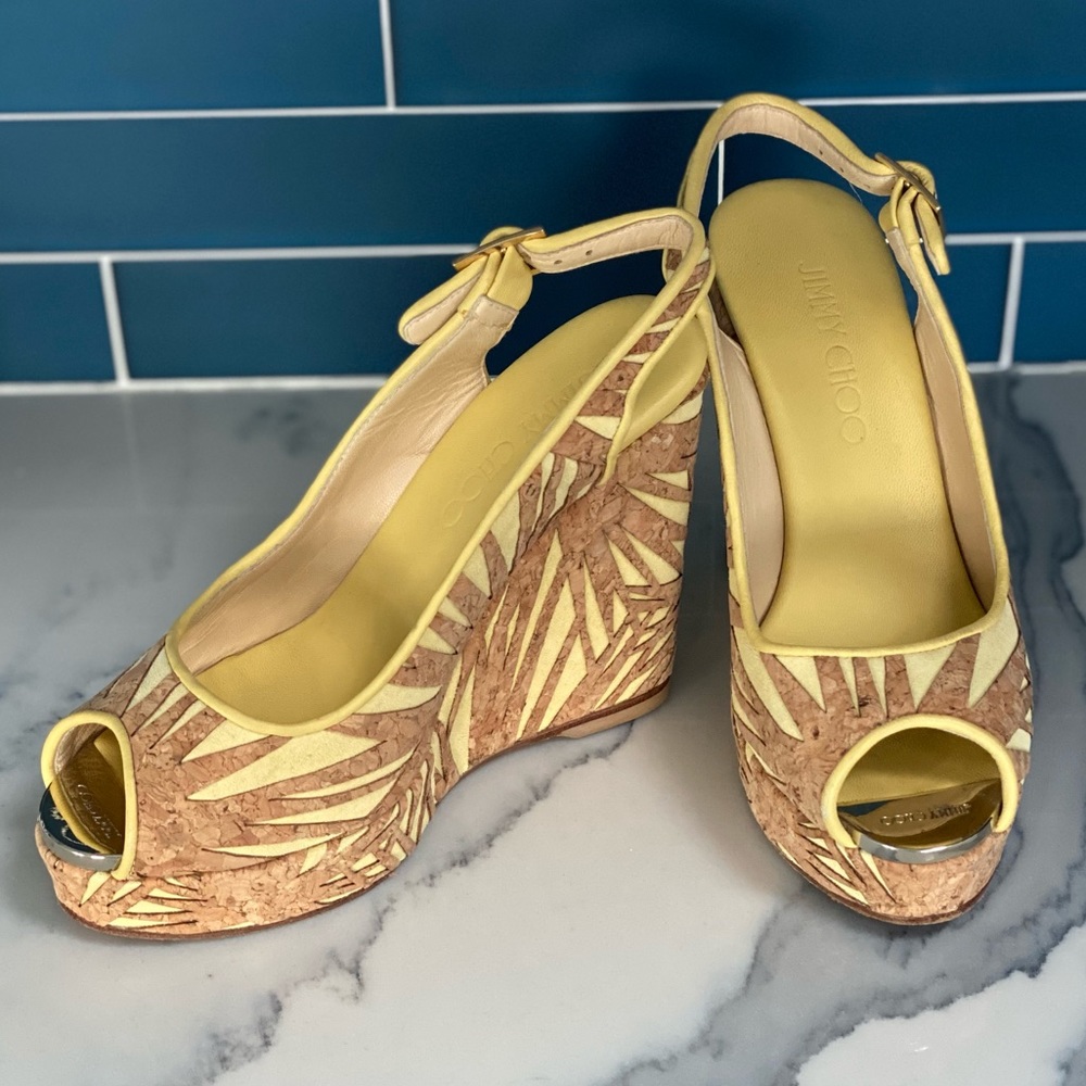 Jimmy Choo 2016 Prova palm suede cork wedge